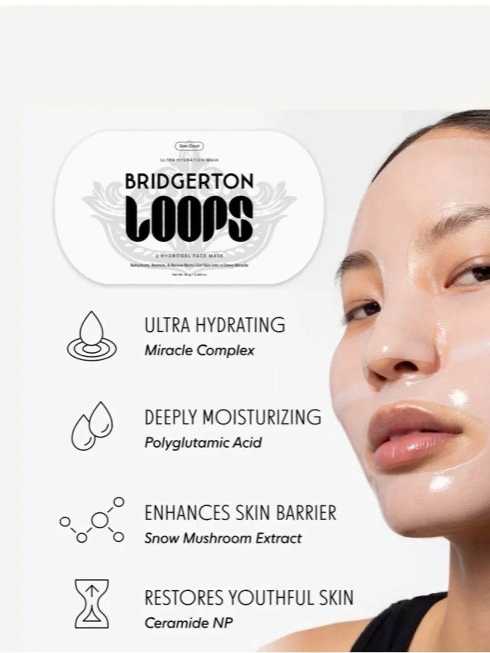 LOOPS x Bridgerton: Lady In Silver Hydrogel Facial Mask